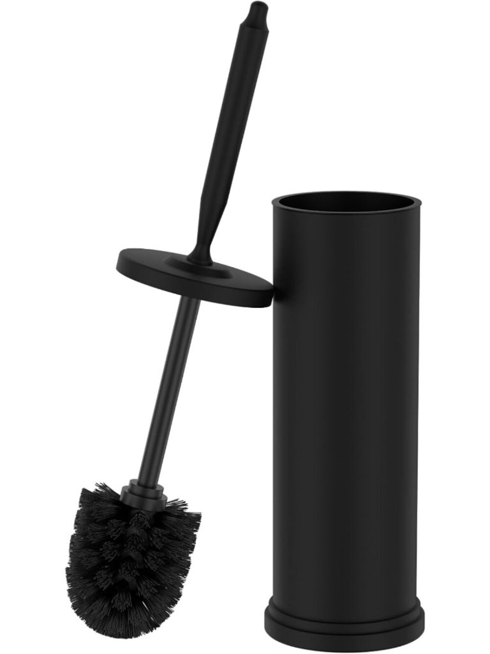Modern Black Stainless Steel Toilet Bowl Brush & Holder Set - Durable Scrubber